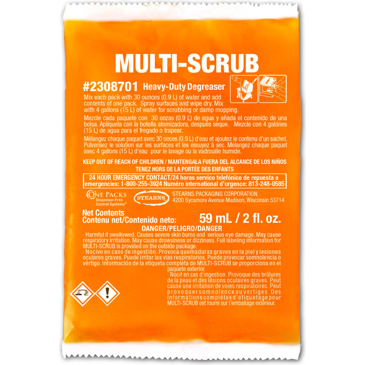 2 oz Multi-Scrub Floor Cleaner - 72 Packs per Case