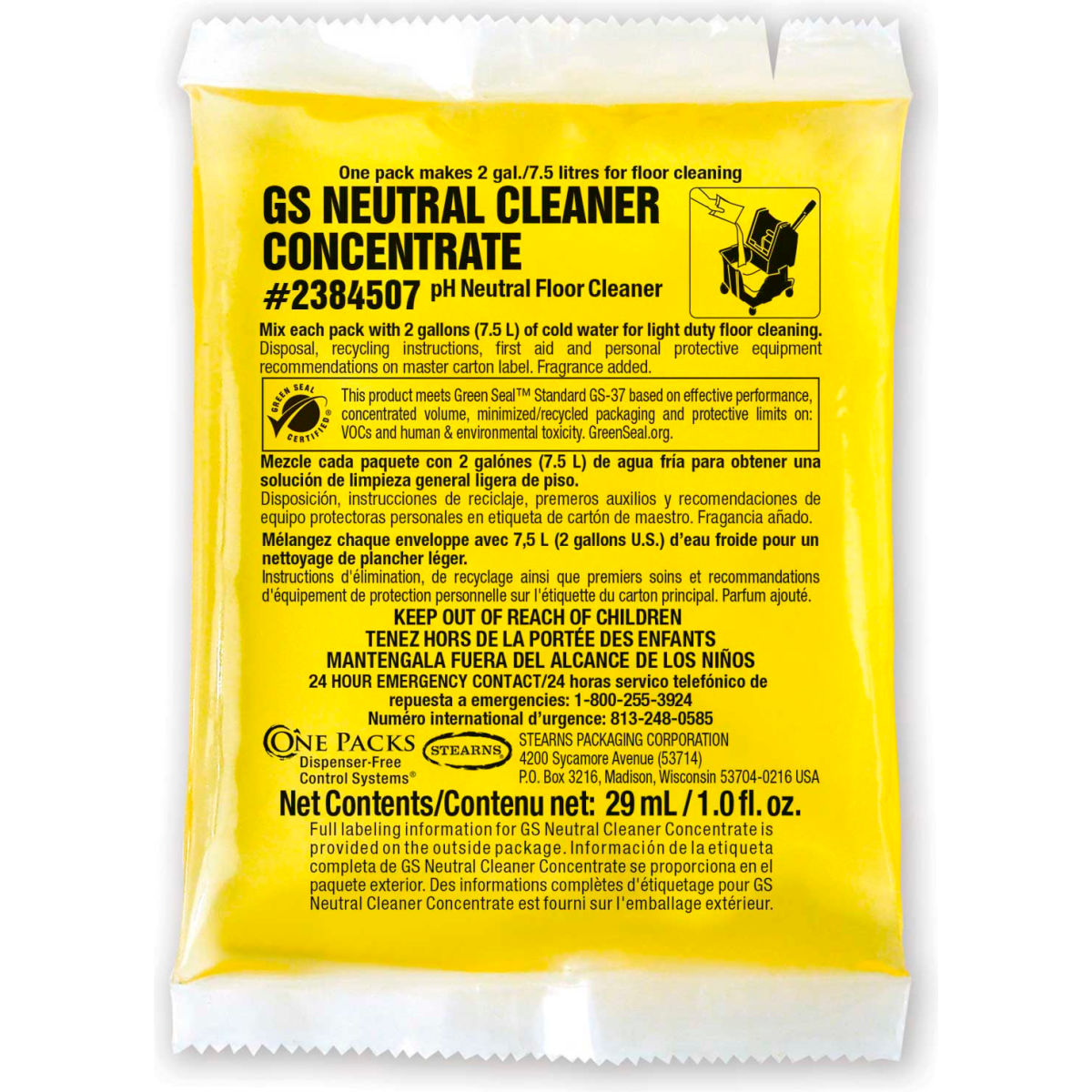 1 oz GS Neutral Cleaner Concentrate - 144 Packs per Case