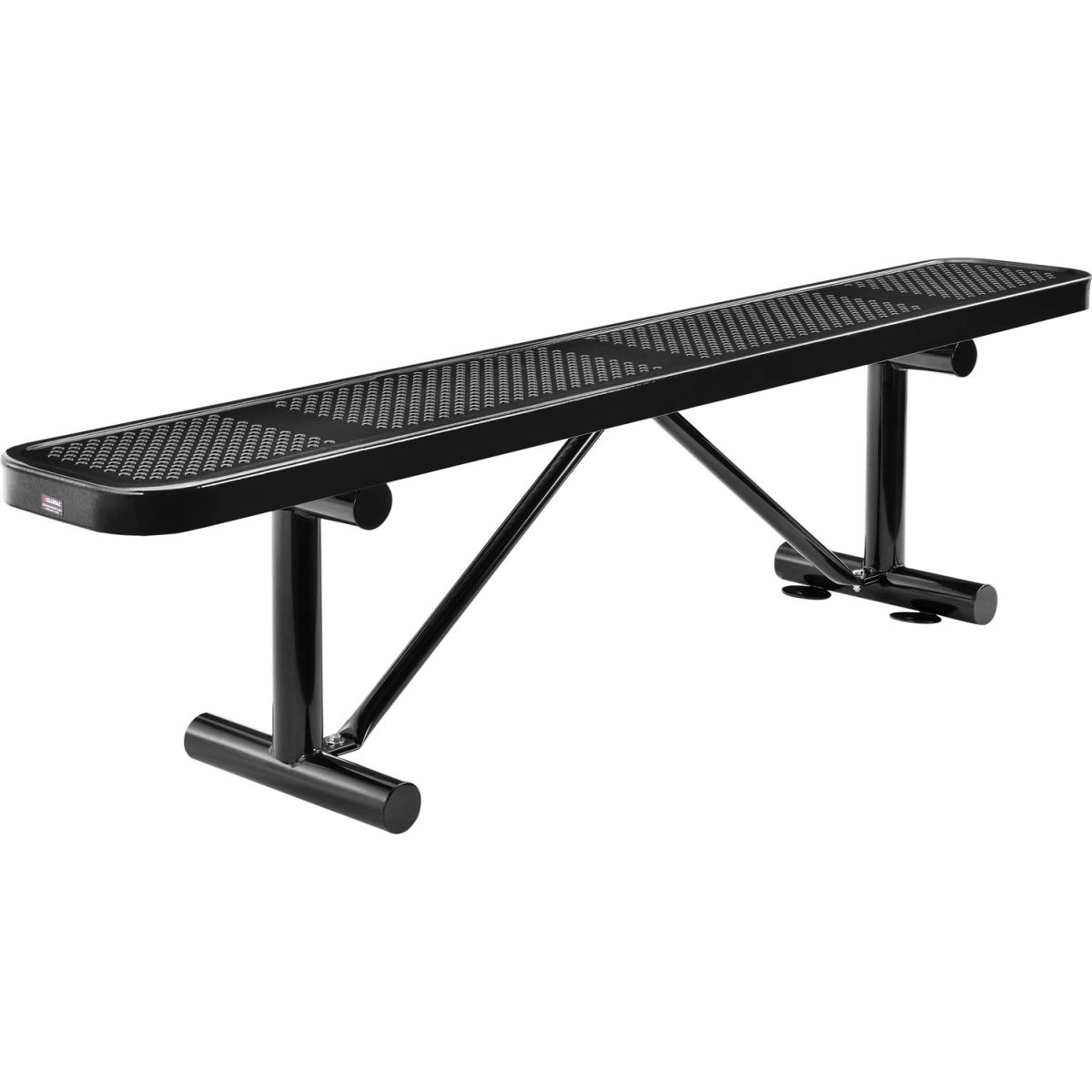 6 ft. Outdoor Steel Flat Bench with Perforated Metal - Black