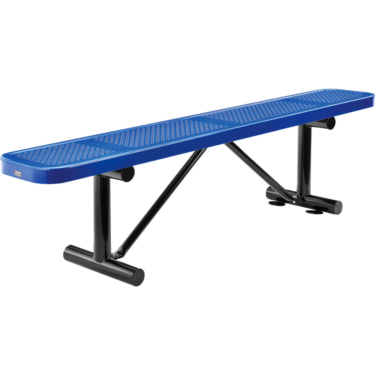 6 ft. Outdoor Steel Flat Bench with Perforated Metal - Blue