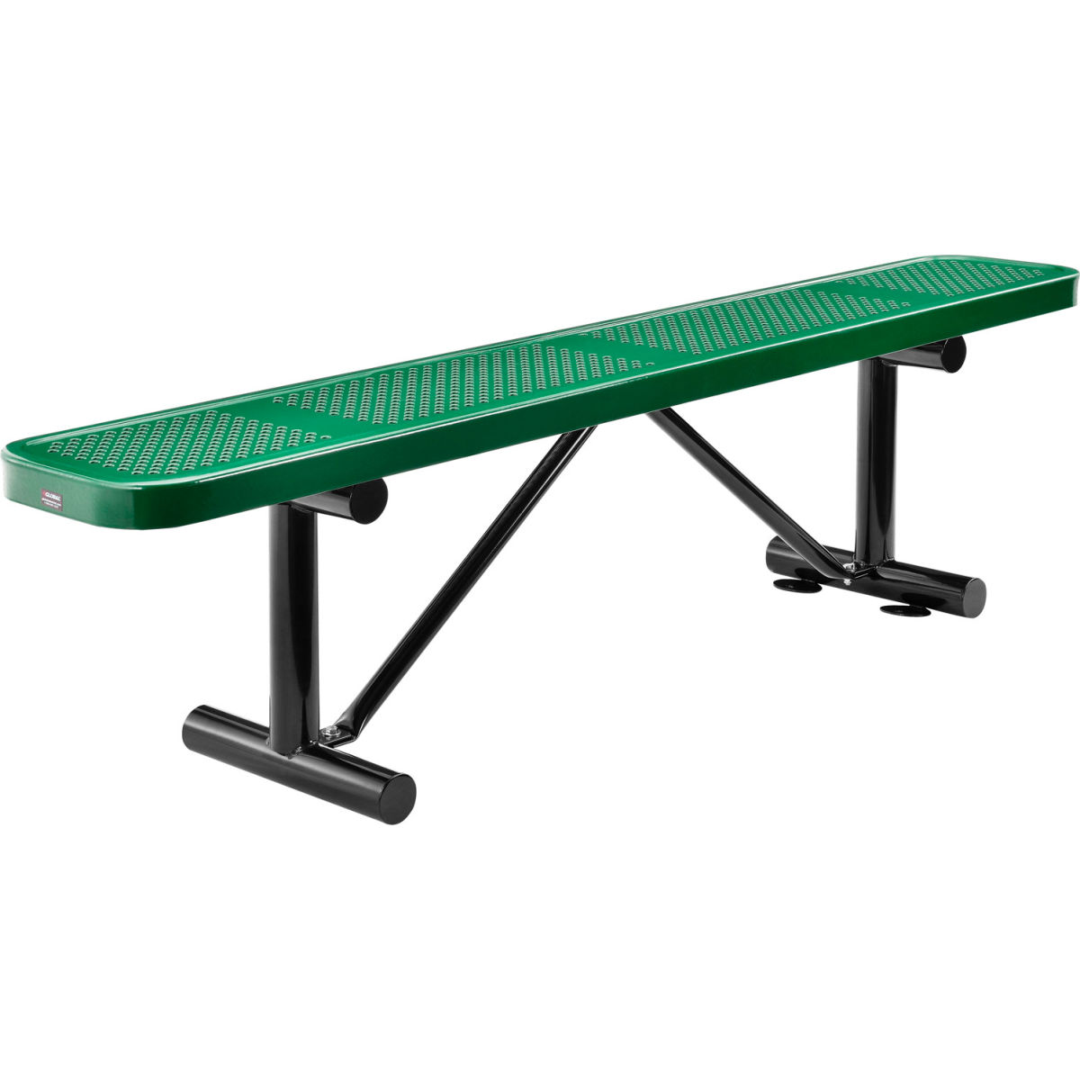 6 ft. Outdoor Steel Flat Bench with Perforated Metal - Green