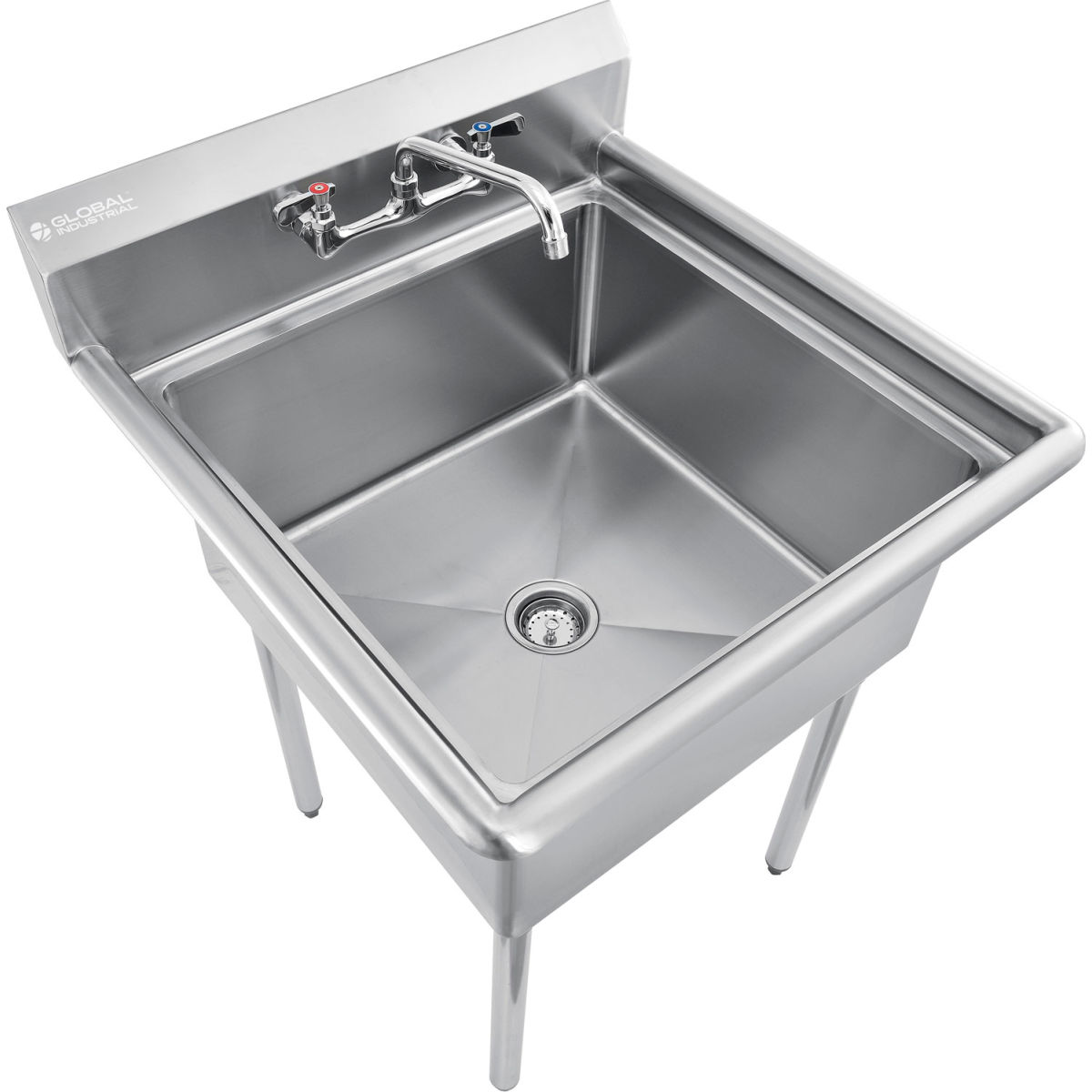 670452 Global Industrial Stainless Steel Utility Sink with Faucet & 10 in. Backsplash - 24 x 24 x 12 in -  Ningbo Yinzhou Haisland Machinery
