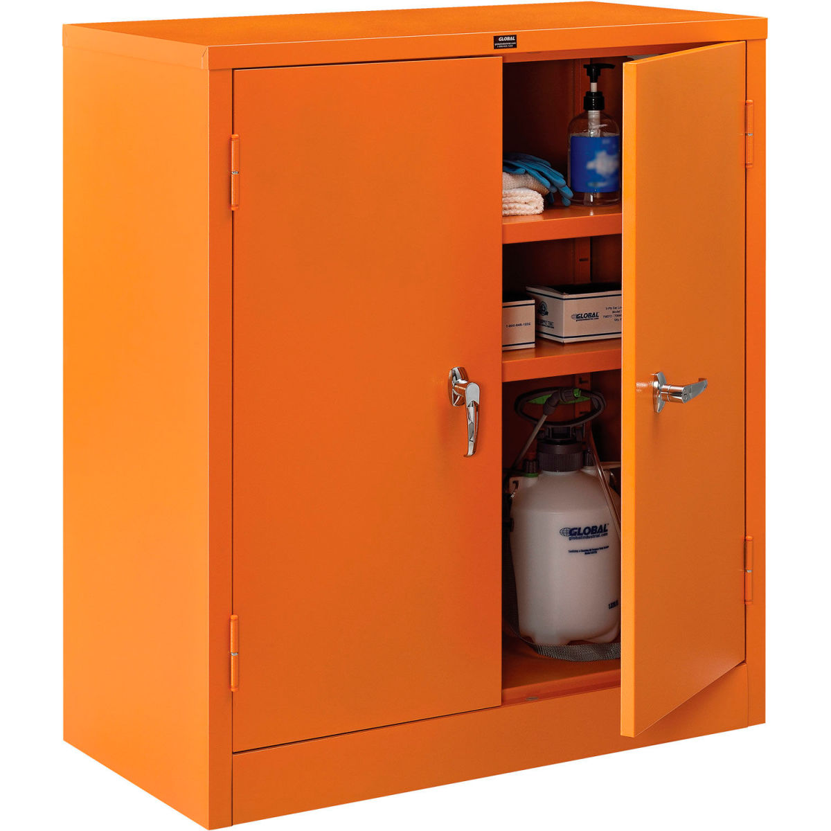 Global Industrial 298680 Counter Height Emergency Preparedness Cabinet, Orange - 36 x 18 x 42 in.