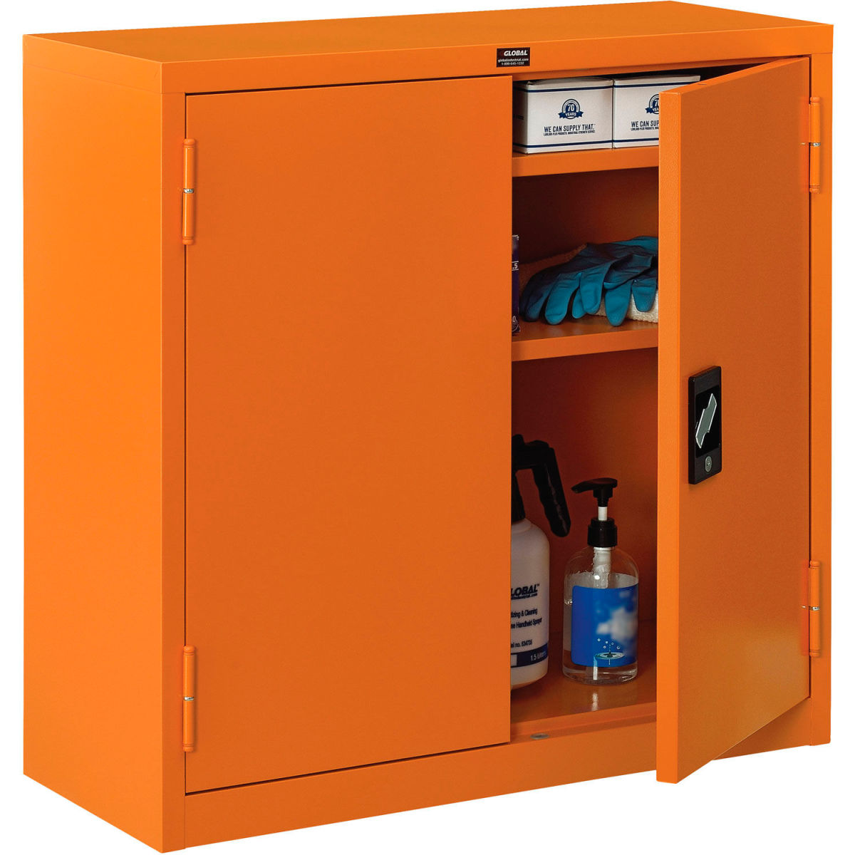Emergency Preparedness Cabinet with Wall Mount, Orange - 30 x 12 x 30 in.