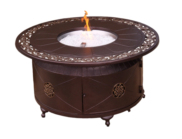 B843319 HIL-FP-1201 Propane 42000 BTU Round Cast Aluminum Bronze Fire Pit