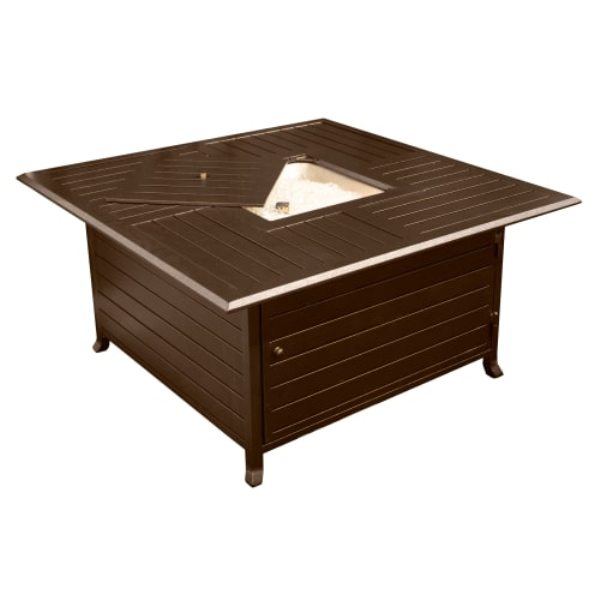 B843318 HIL-FP-1108 Propane 42000 BTU Square Slatted Aluminum Bronze Fire Pit