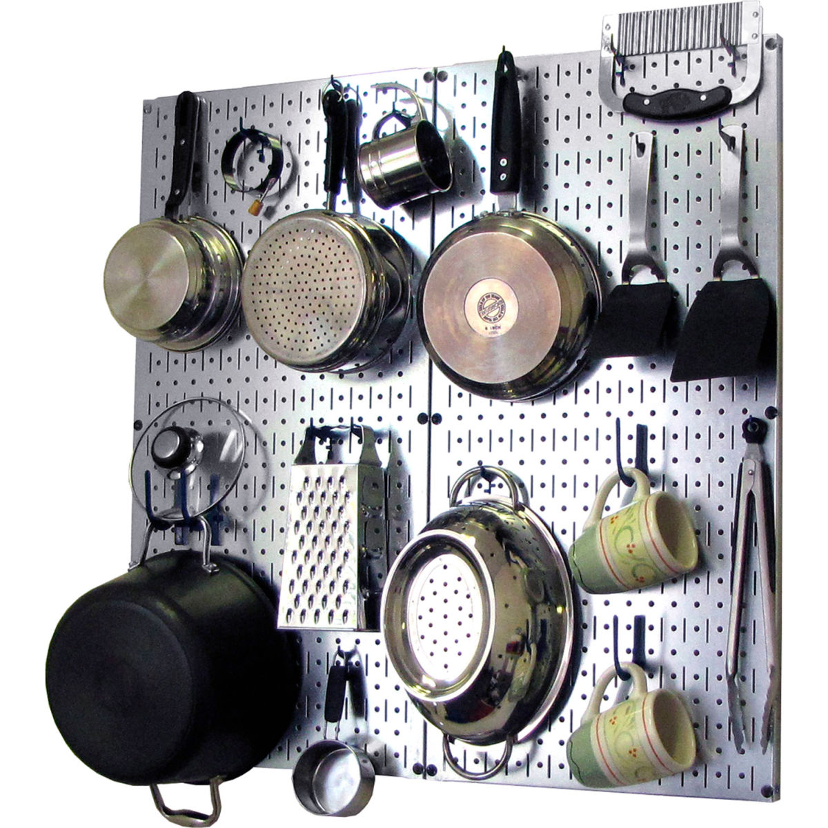 B1296657 Kitchen Pegboard Pack Storage & Organization Kit, Galvanized Blue - 32 x 32 x 6 in.