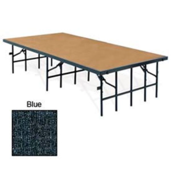 Portable Stage with Carpet - Blue - 96 x 36 x 8 in.