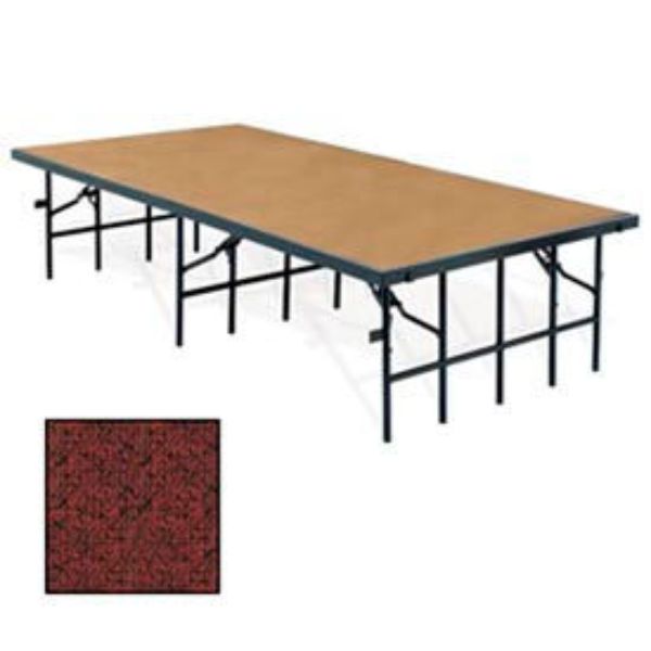 Portable Stage with Carpet - Red - 96 x 36 x 8 in.