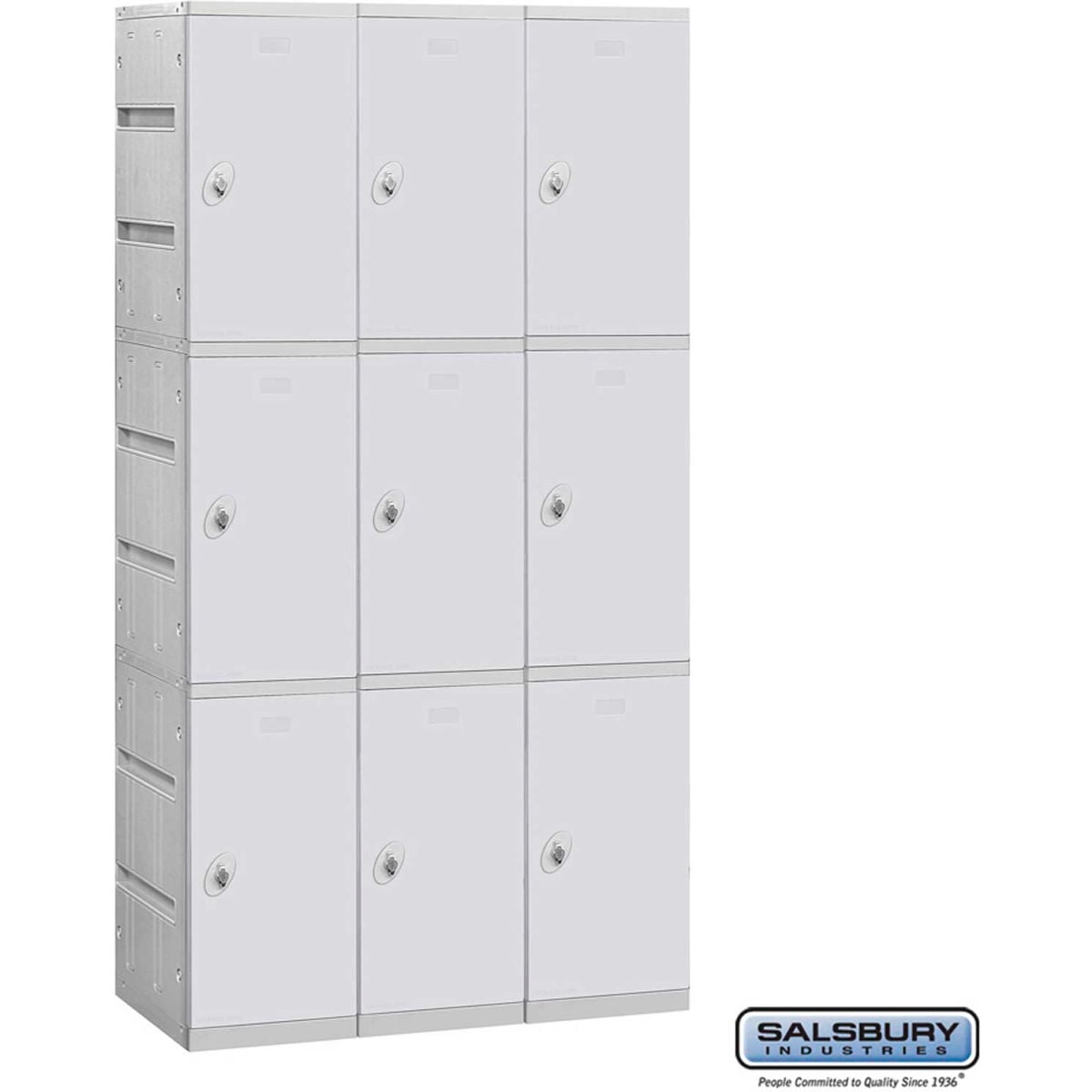 3 in. Triple Tier Unassembled Plastic Locker, Gray - 12.75 x 18 x 24.31 in.