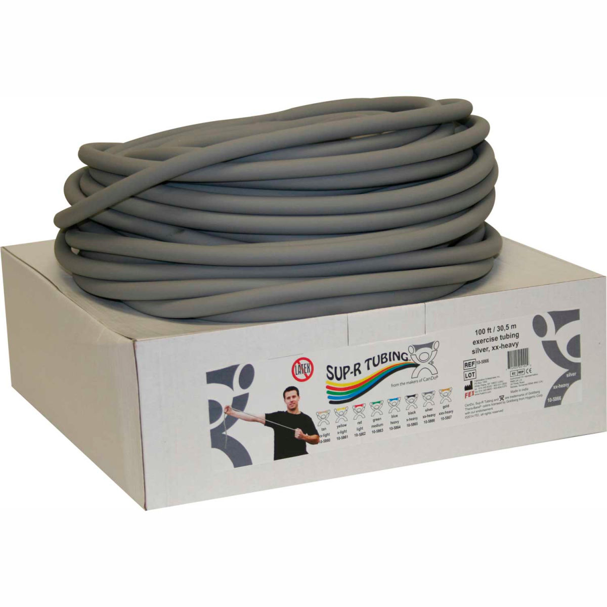 Picture of Fabrication Enterprises B2188357 Sup-R Tubing Latex Free Exercise Tubing&#44; 100 ft. Roll & Box - Silver