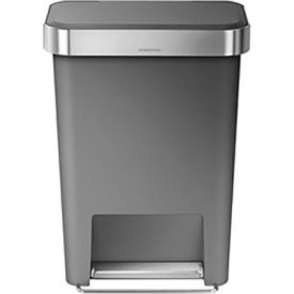 12 gal CW1386 Rectangular Plastic Step Can - Gray