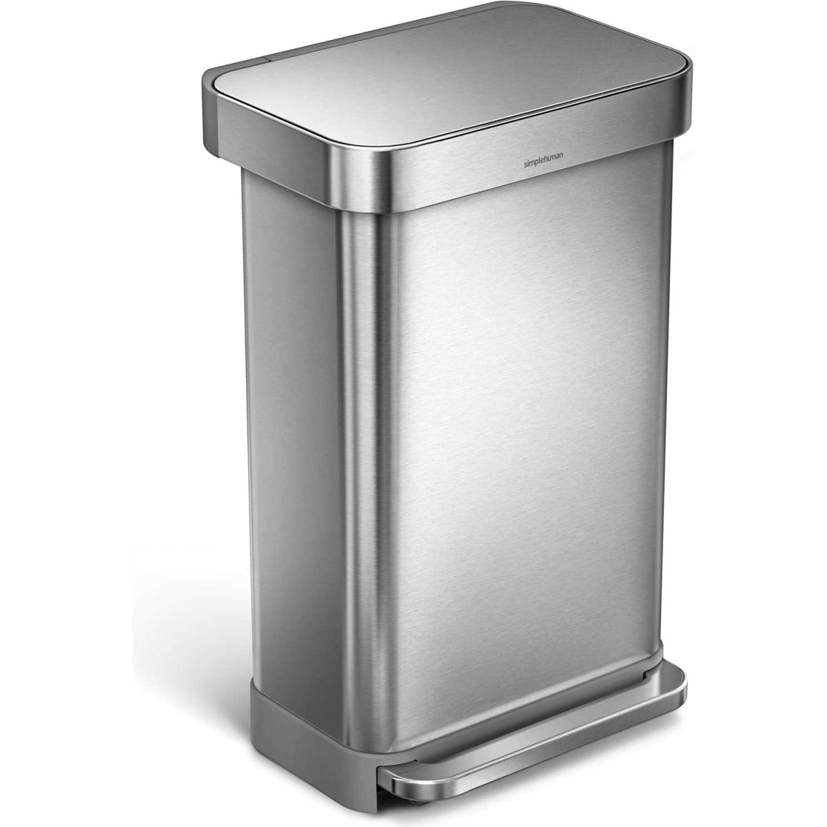 12 gal Brushed Stainless Steel Rectangular Step Can