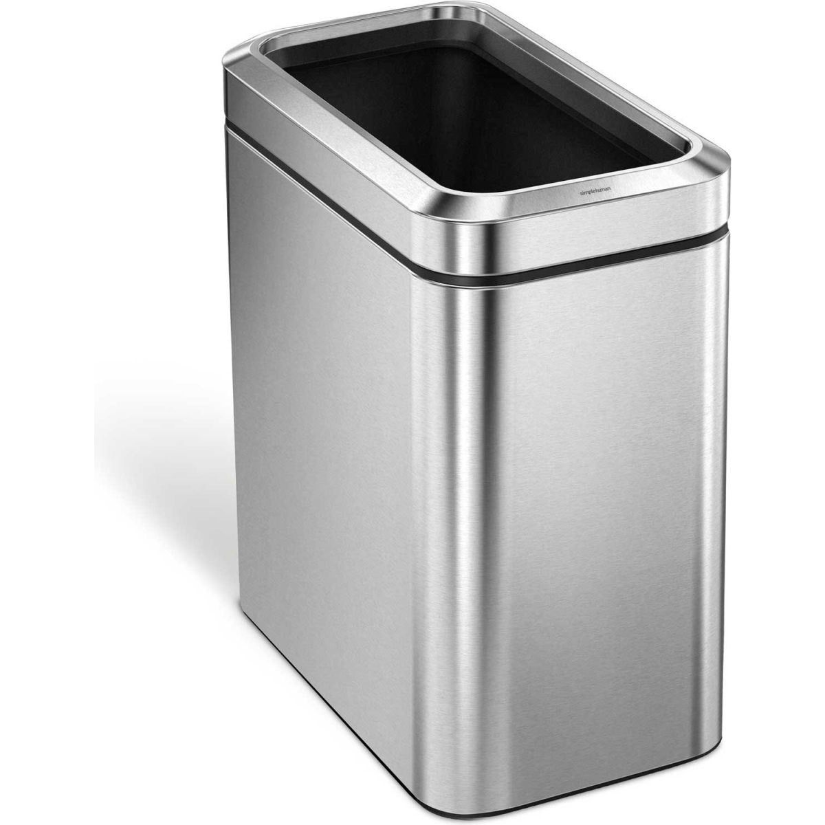 6.6 gal Steel Slim Open Top Trash Can, Brushed Stainless
