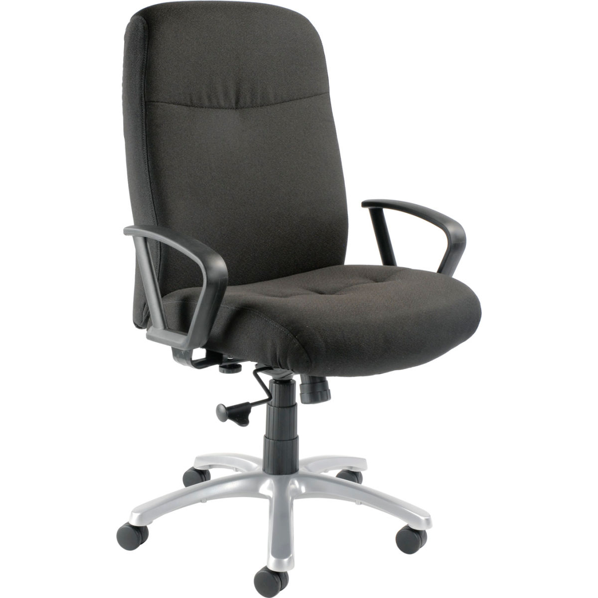 Interion High Back Big & Tall Chair with Fixed Arms & Fabric - Black