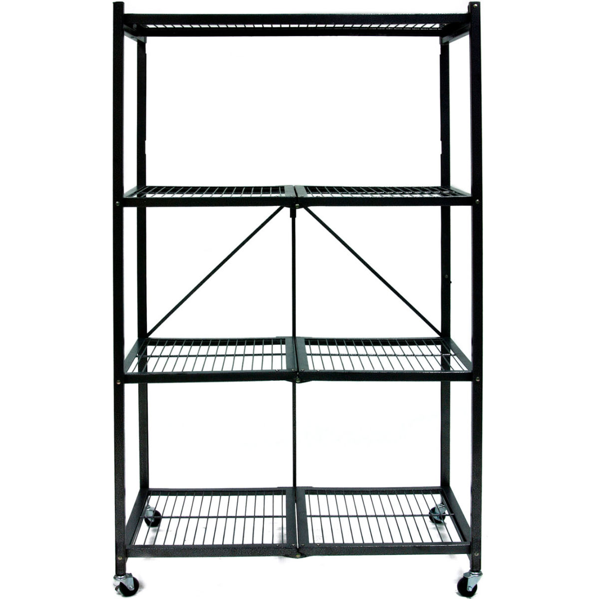 Origami 4 Tier Multipurpose Folding Storage Organizing Rack with Wheels, Gray - Gray