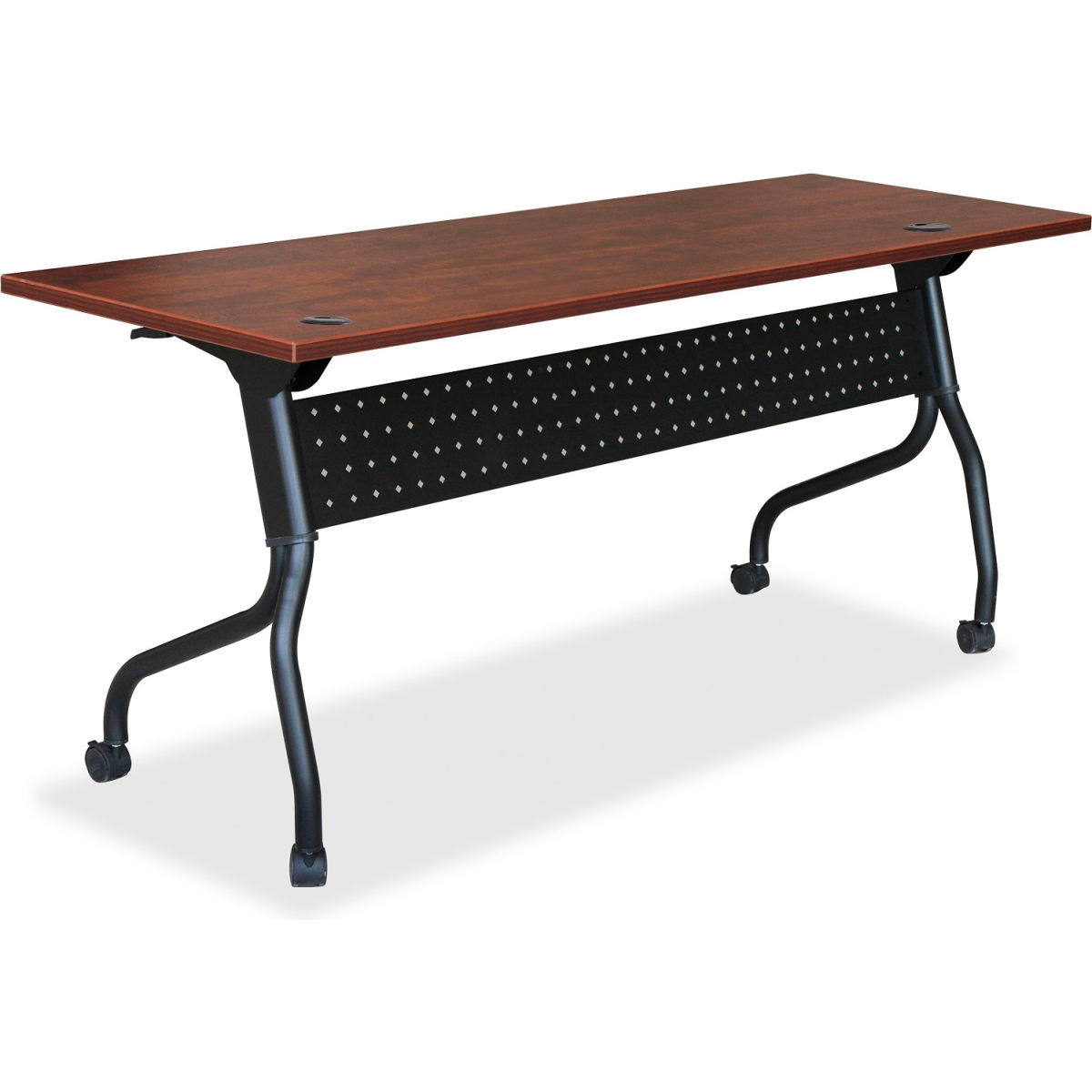 B2384847 Mobile 72 in. Flip Top Training Table - Cherry & Black