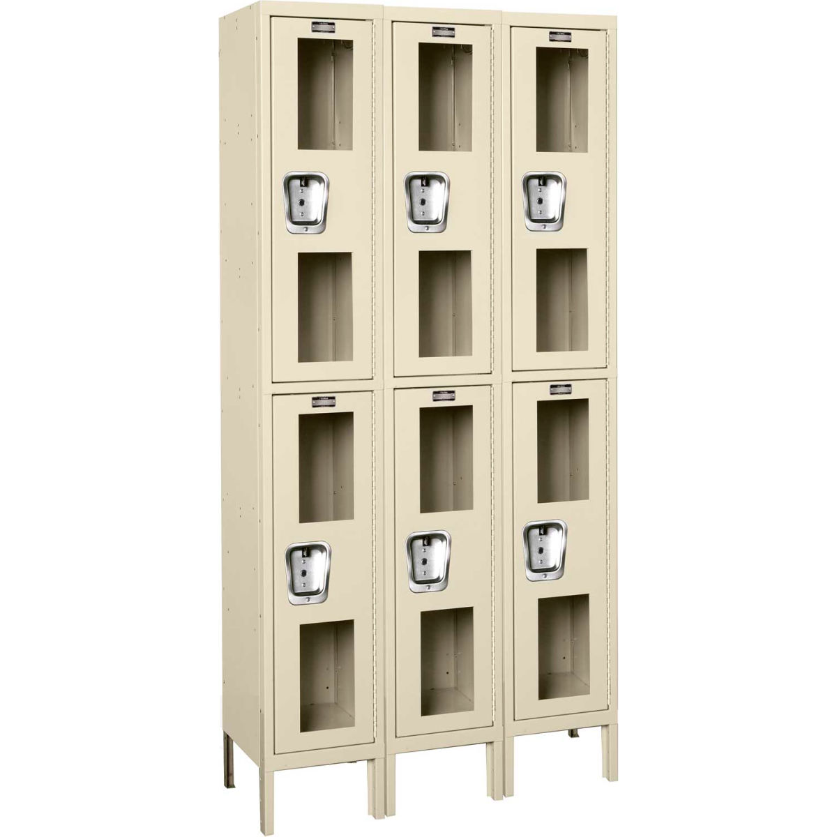 Picture of Hallowell B2311321 Global Industrial Double Tier 6 Door Unassembled Clear View Locker&#44; Tan - 12 x 12 x 36 in.