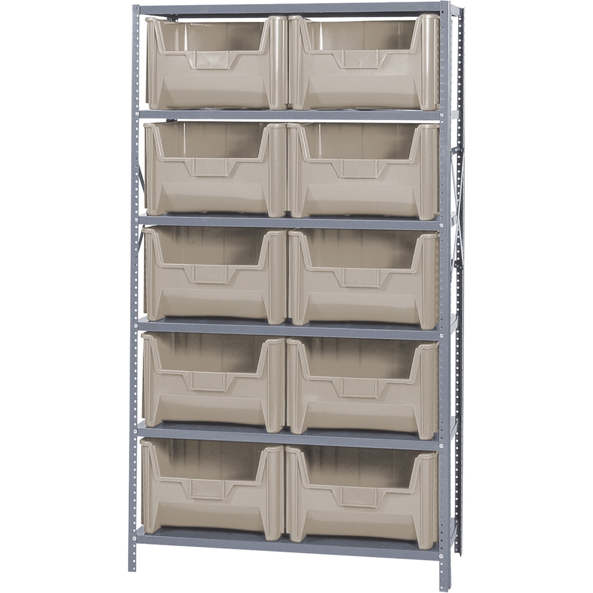 752398BG QSBU-700 Shelving with 10 Giant Hopper Bins, Ivory - 42 x 18 x 75 in.