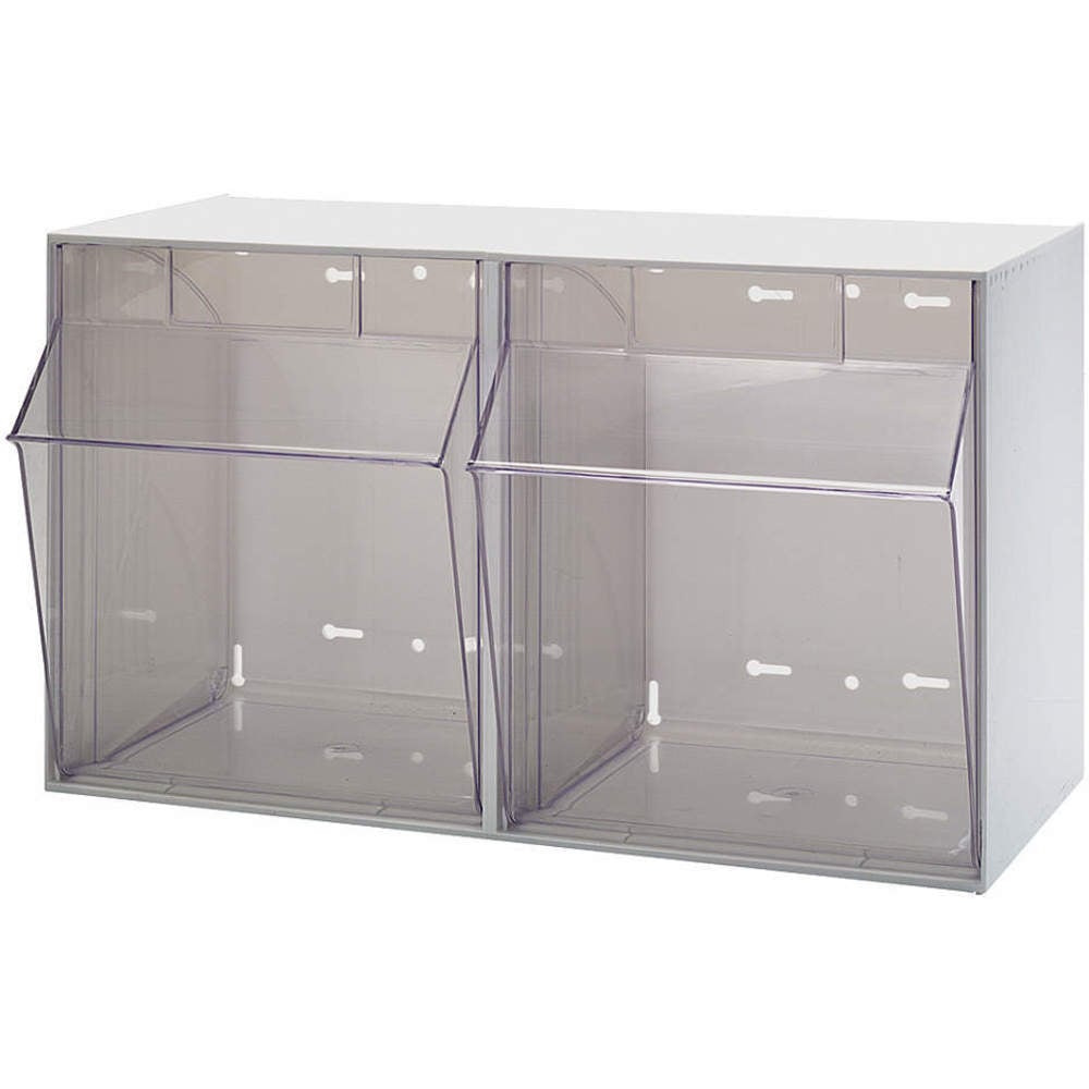 B2250100 QTB302 Tip Out Storage Bin with 2 Compartments, White