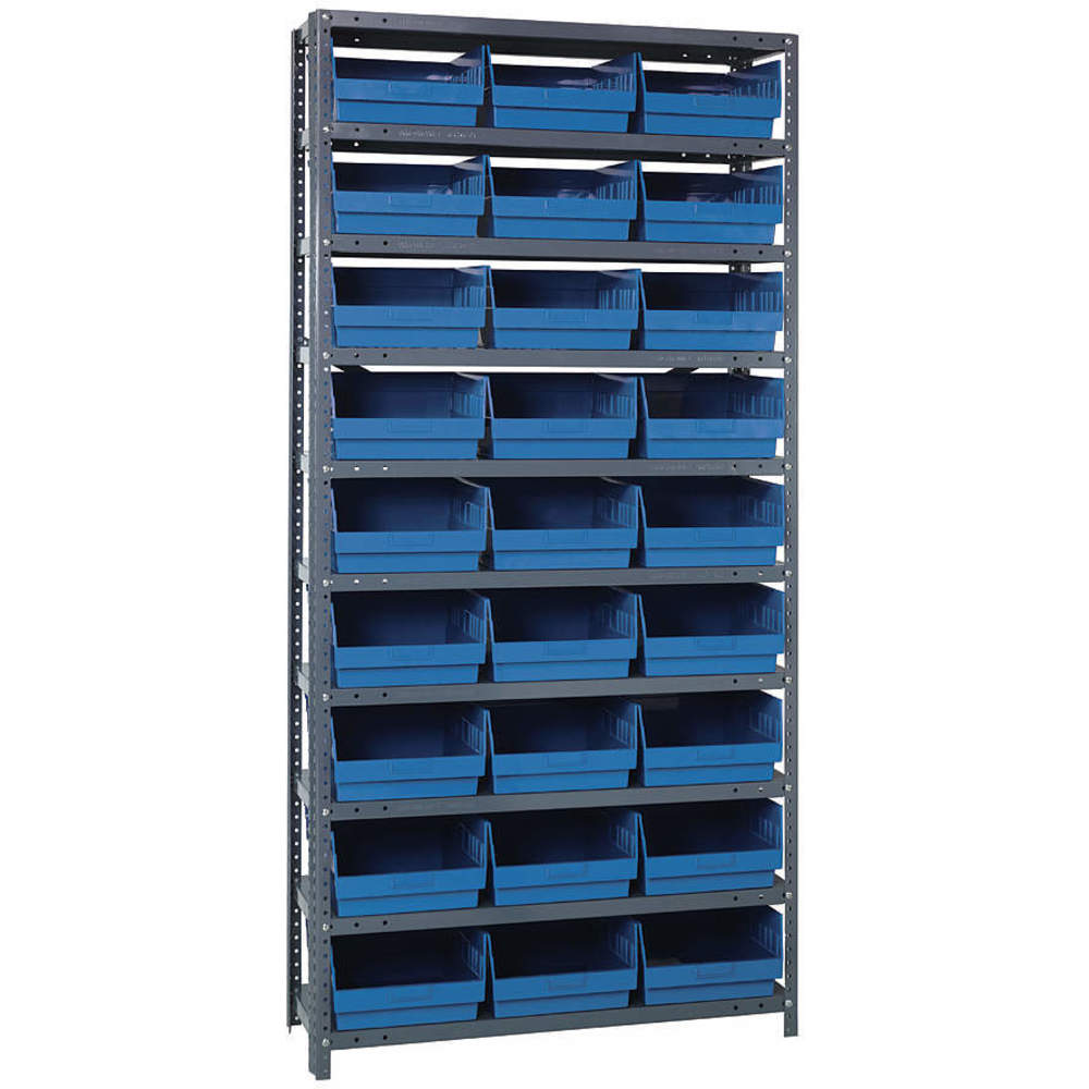 Steel Shelving Unit with Shelf Bins - Blue - 36 x 18 x 75 in. - Durable Design