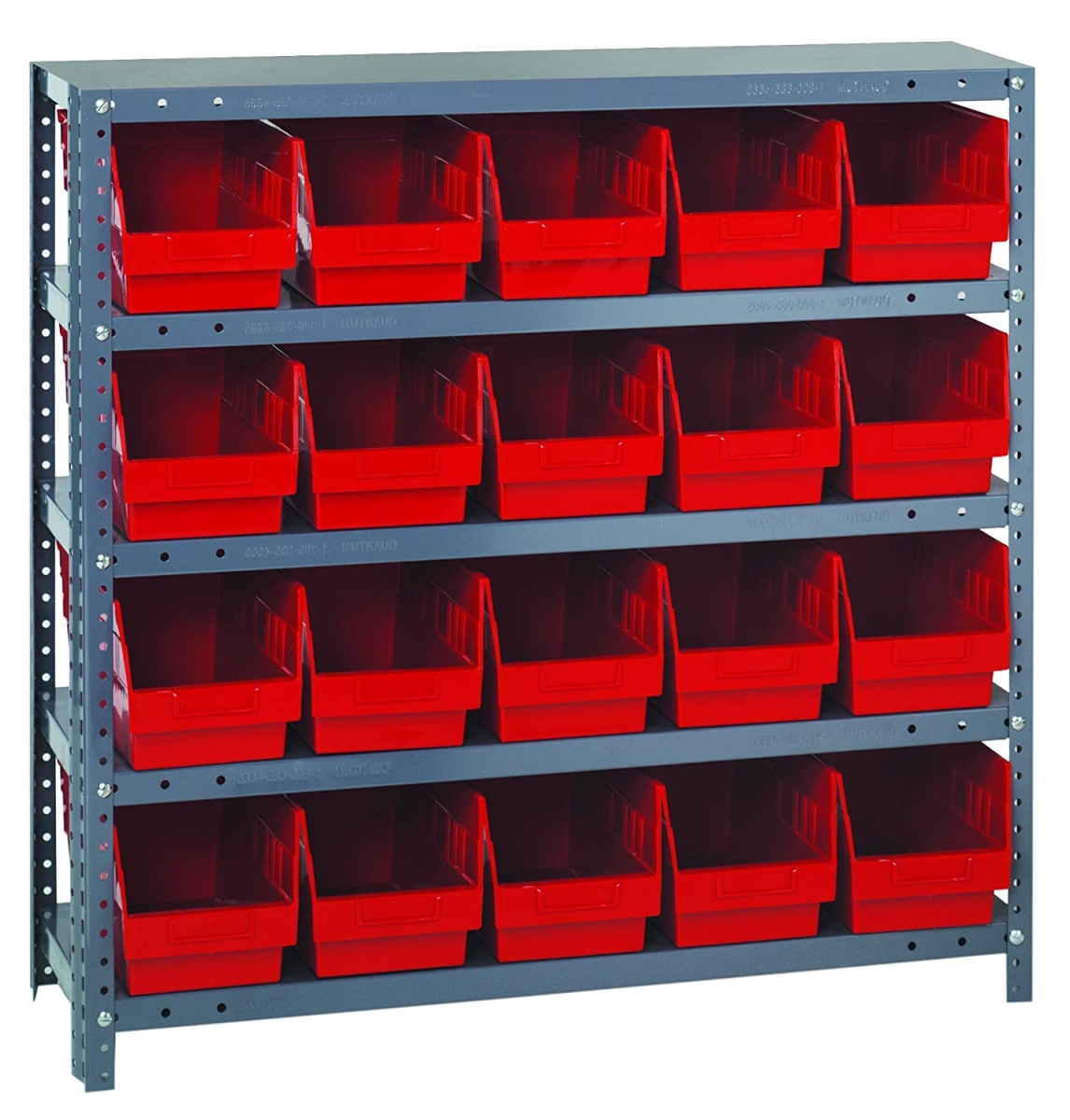 268996RD 1839-204 Steel Shelving with 20 6 in. Shelf Bins, Red - 36 x 18 x 39 in.