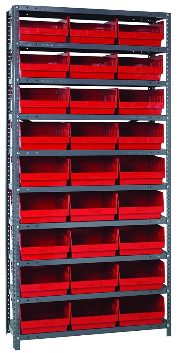 Steel Shelving with Shelf Bins - Blue - 36 x 12 x 75 in. - Durable Design
