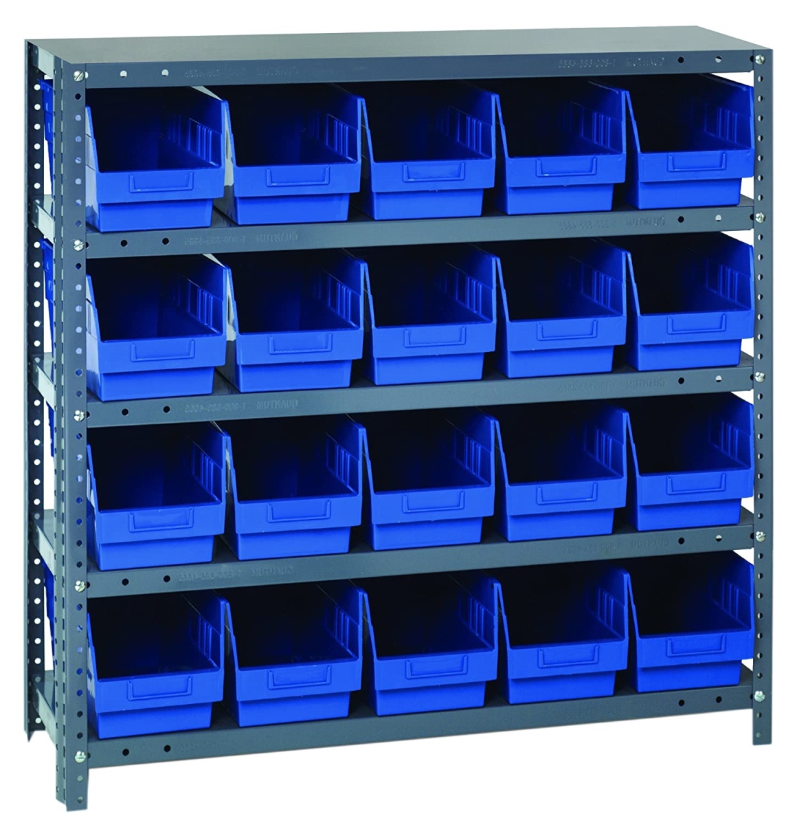 268988BL 1239-202 Steel Shelving with 20 6 in. Shelf Bins, Blue - 36 x 12 x 39 in.