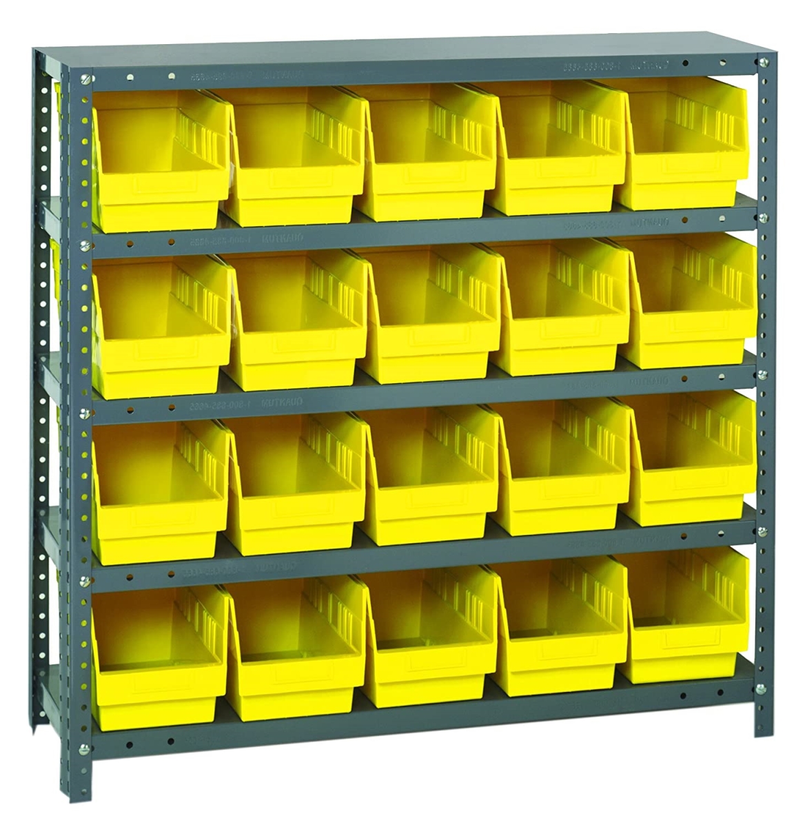 268988YL 1239-202 Steel Shelving with 20 6 in. Shelf Bins, Yellow - 36 x 12 x 39 in.