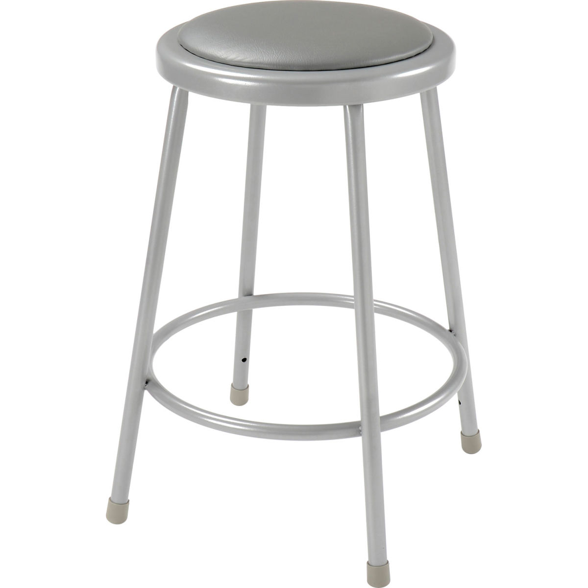 Interion 24 in. Steel Work Stool with Vinyl Seat & Backless - Gray - Pack of 2