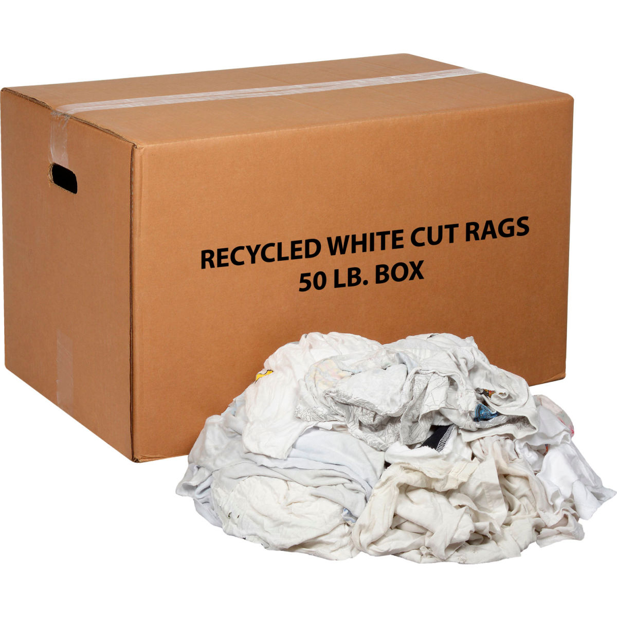 50 lbs Global Industrial Recycled White Cut Rags
