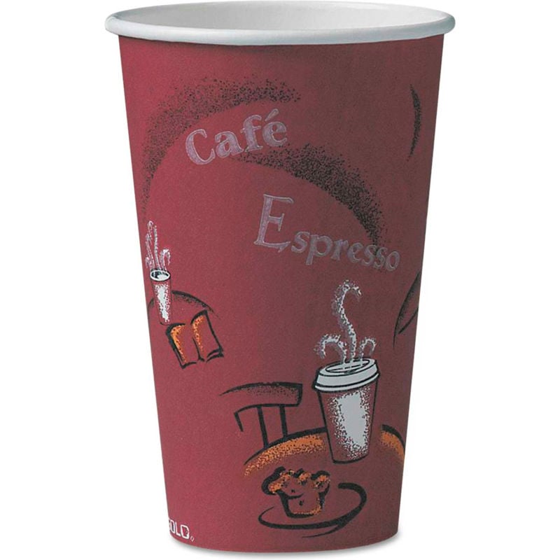 Picture of Lagasse B567308 16 oz Polylined Paper Bistro Design Maroon SOLO Hot Drink Cups - 1000 Count