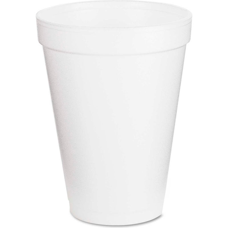 Picture of Lagasse B567524 10 oz Hot & Cold Squat White DART Foam Cups - 40 per Bag, 1000 per Case