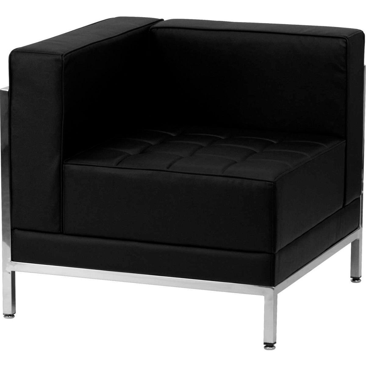 Hercules Imagination Series Leather Flash Furniture Modular Left Corner Lounge Chair - Black