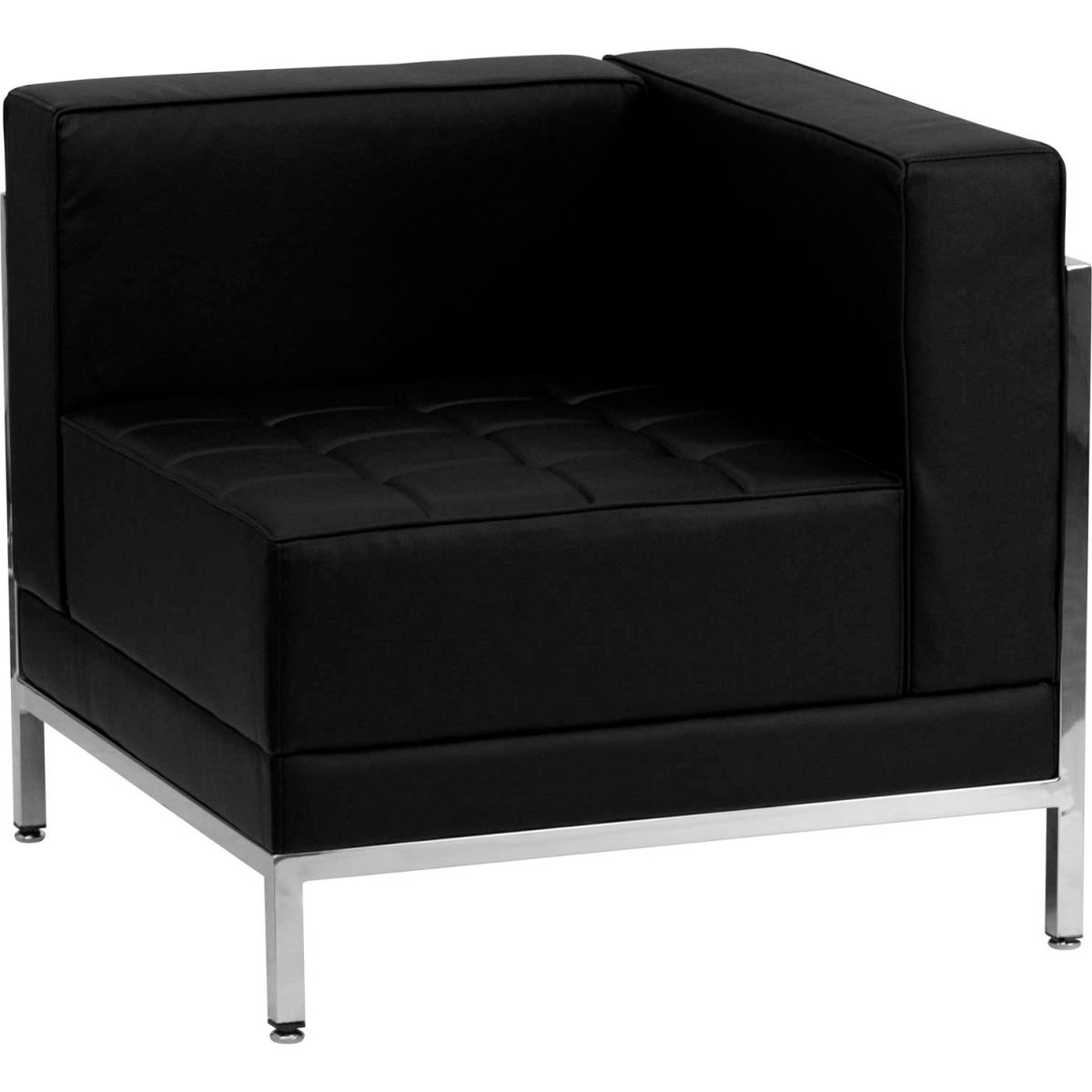 Hercules Imagination Series Leather Flash Furniture Right Corner Modular Lounge Chair - Black