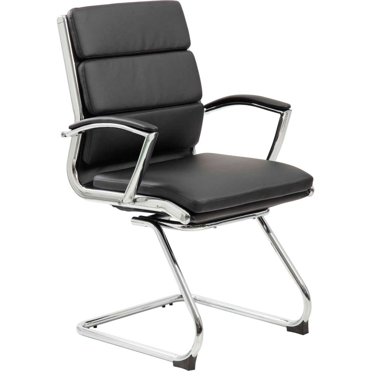 Picture of Boss Office Products B2115620 Vinyl Mid Back Reception Guest Chair with Arms - Black