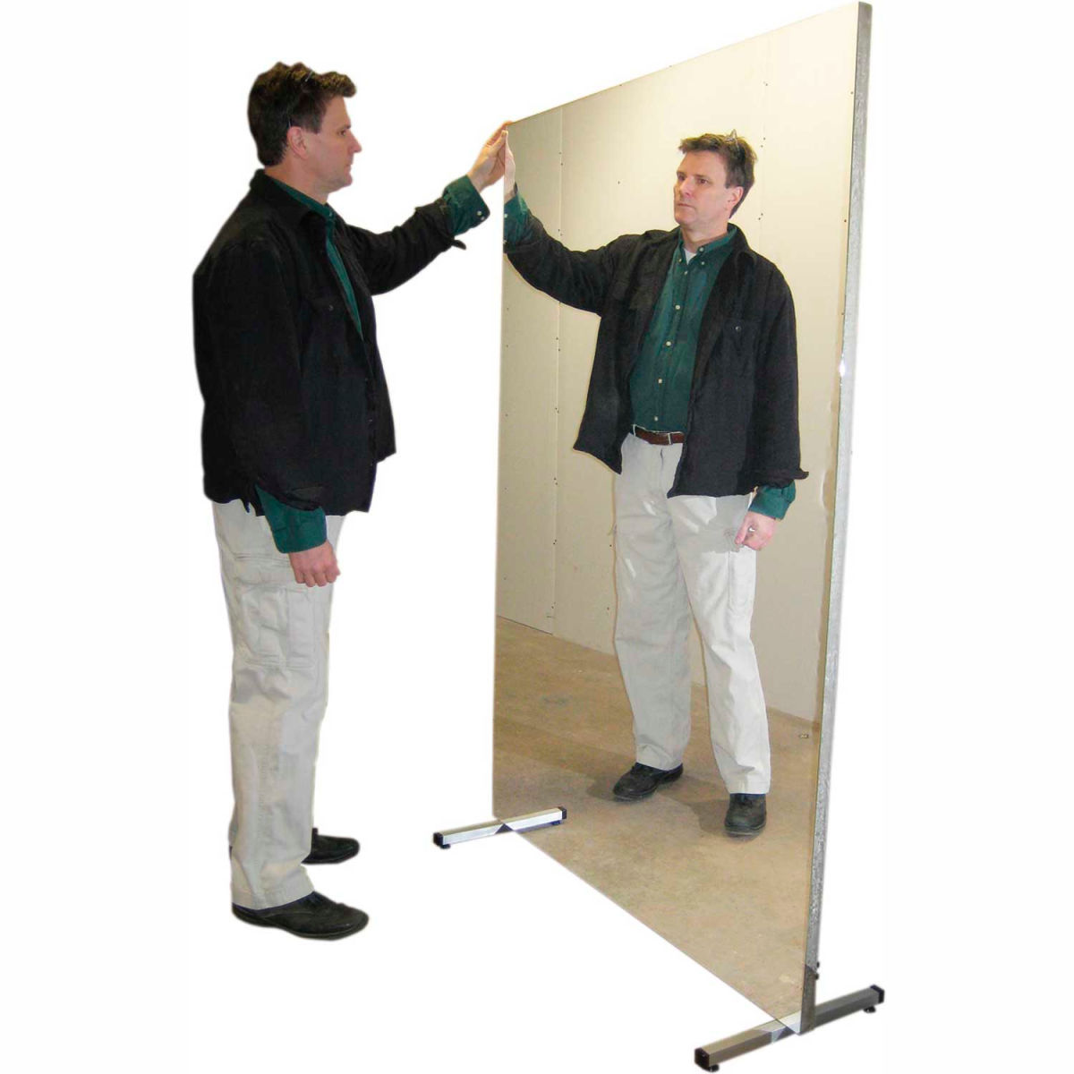 Vertical Ultra-Safe Glassless Mirror, Stationary with Stand - 48 x 72 in -  Bradley Caldwell, BI3666110
