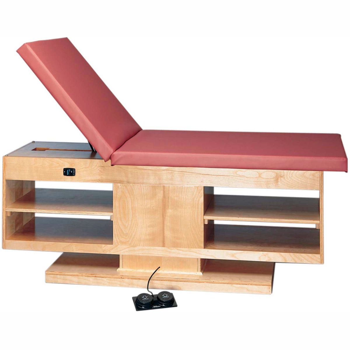 B2140488 Electric Hi-Low Upholstered Treatment Table with Adjustable Back & Shelves - 78 x 30 x 27-39 in.
