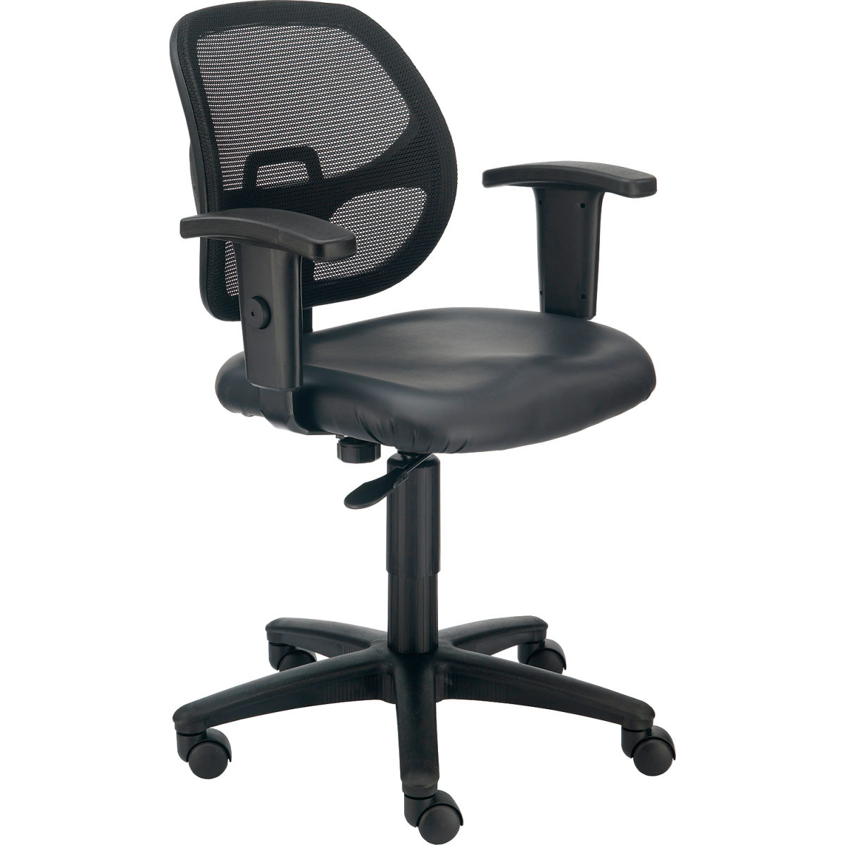 Interion Mesh Vinyl Office Chair with Arms - Black