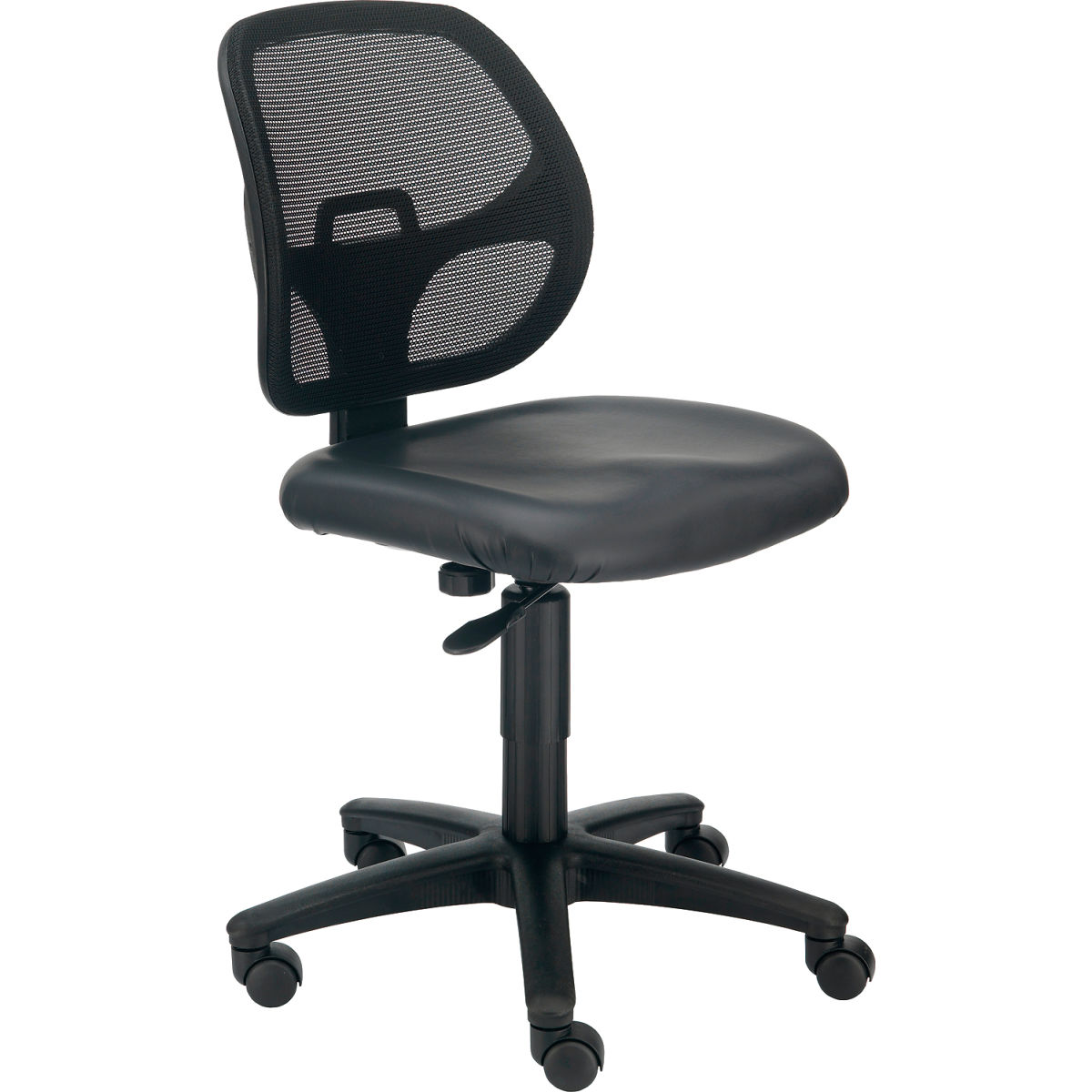 Interion Armless Vinyl Mesh Office Chair - Black