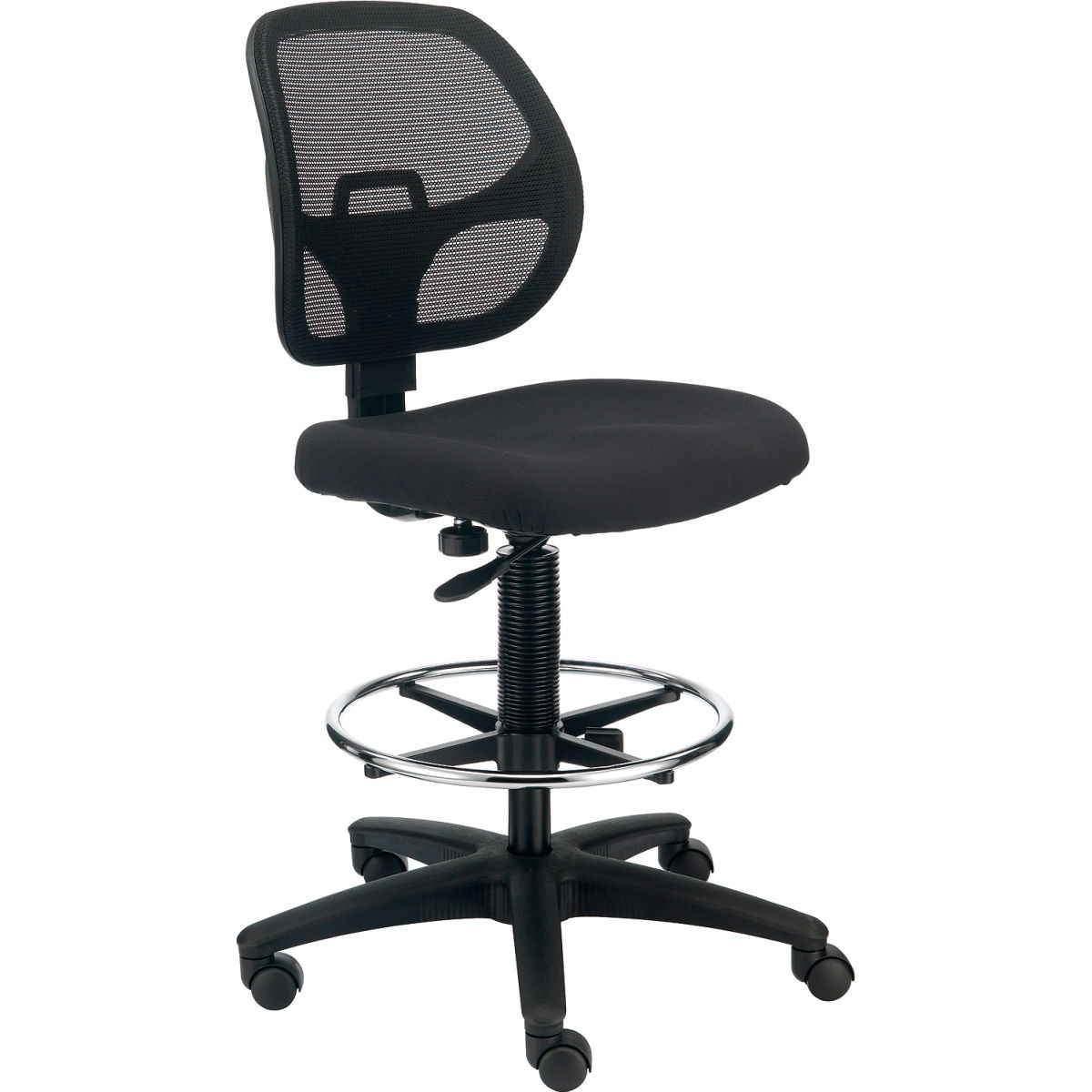 Global Industrial 695645BK Interion Armless Fabric Mesh Drafting Stool - Black