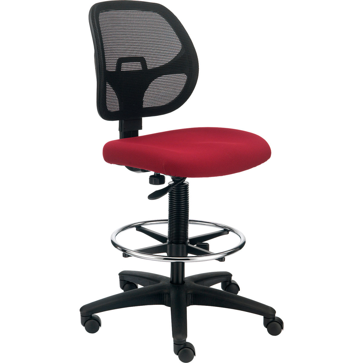 Global Industrial 695645RD Interion Armless Fabric Mesh Drafting Stool - Red