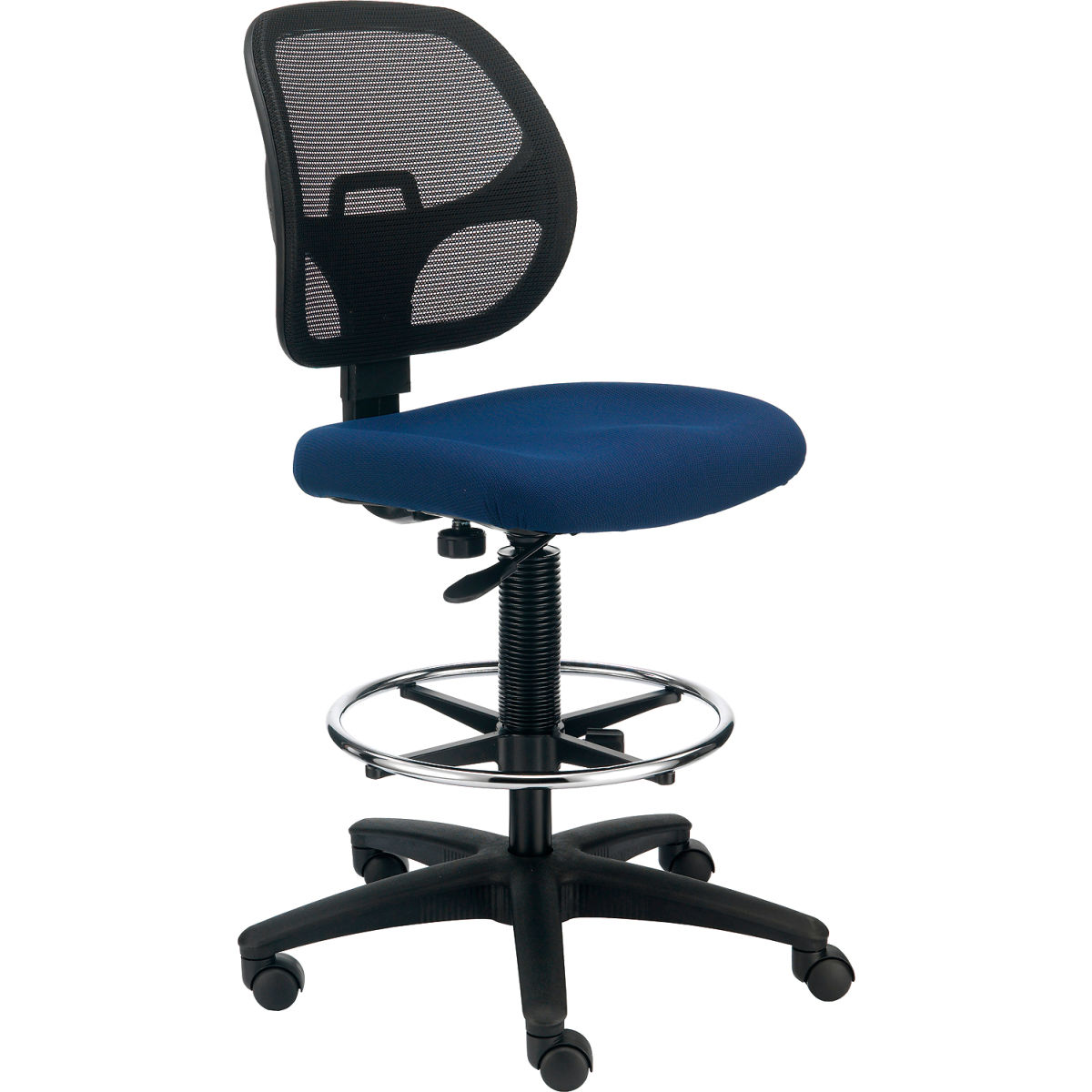 Global Industrial 695645BL Interion Armless Fabric Mesh Drafting Stool - Blue
