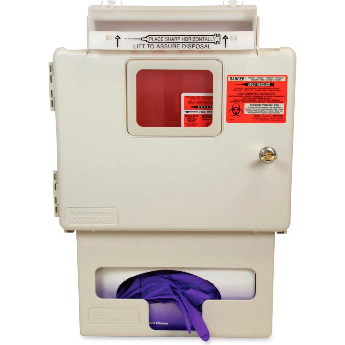 SharpStar Wall Mount In-Room Sharps Cabinet with 5 qt. Sharps Container & Glove Dispenser