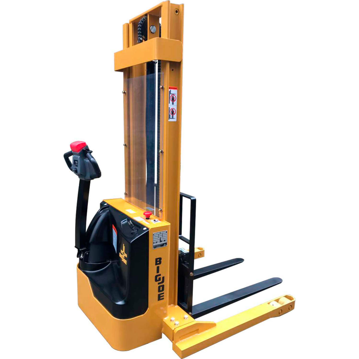Picture of Big Joe Lift 988994 3000 lbs S30-128 Fully Powered Straddle Stacker with 128 in. Lift Forks Inside Legs