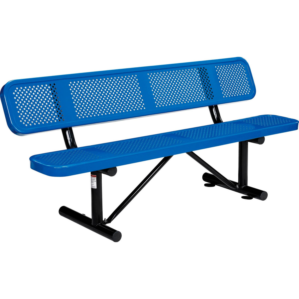 Picture of Global Industrial 3321318 6 ft. Outdoor Steel Picnic Bench with Backrest & Perforated Metal - Blue