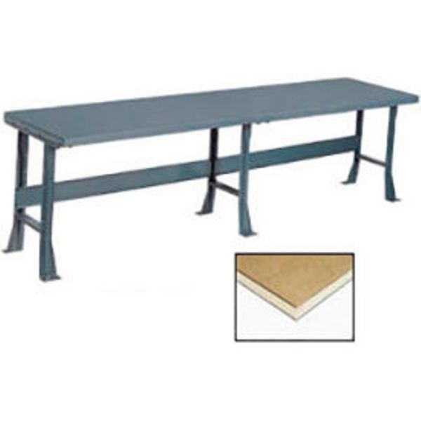 Production Workbench with Shop Square Edge Top, 3 Legs - Gray - 144 x 30 in.