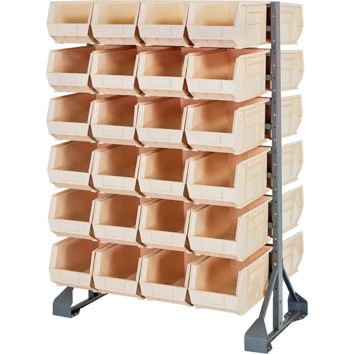 B1398868 QRU-12D-240-48 Double Sided 12 Rail Unit with 48 QUS240 Ultra Stack & Hang Bins, Ivory