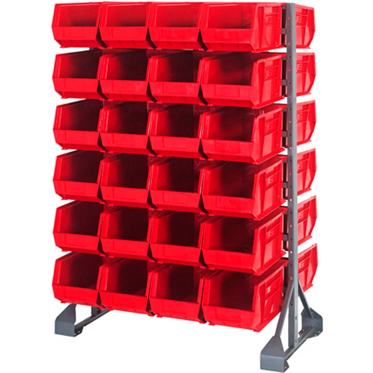 B1398886 QRU-12D-240-48 Double Sided 12 Rail Unit with 48 QUS240 Ultra Stack & Hang Bins, Red