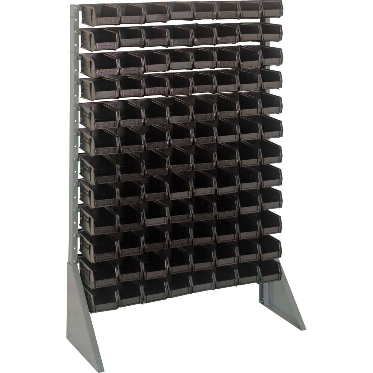 QRU-12S-220-96 Single Sided 12 Rail Unit with 96 QUS220 Ultra Stack & Hang Bins, Black